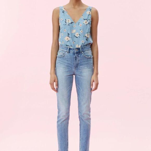 Rebecca Taylor Daniela Silk Blend Sleeveless Floral Blouse Tank Top Blue XS - Picture 13 of 13